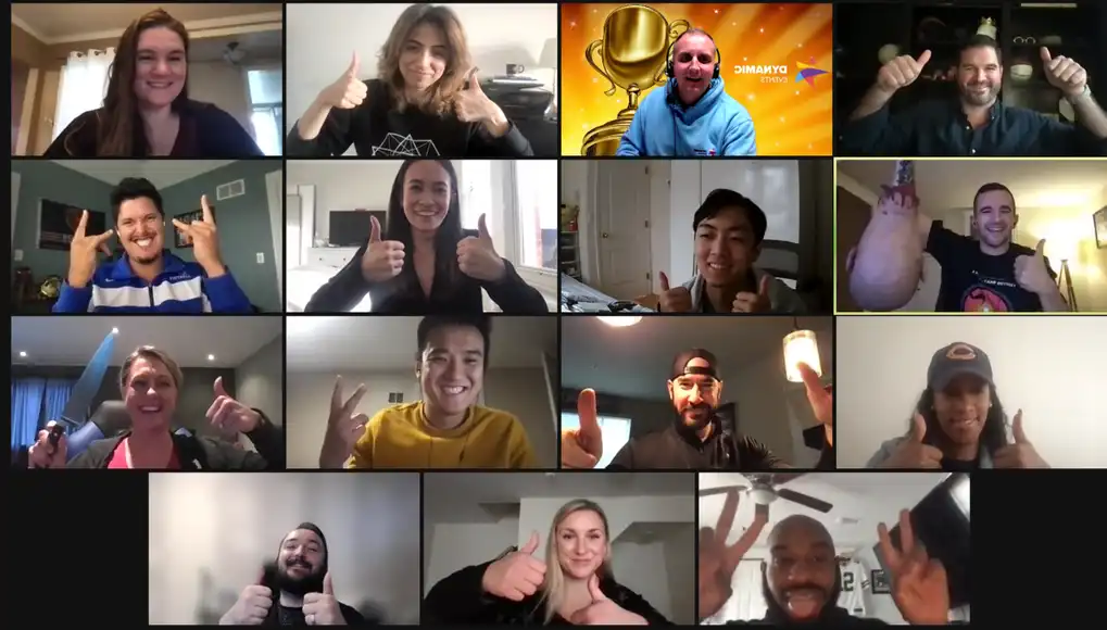 Participants from different locations taking part in virtual team building for work