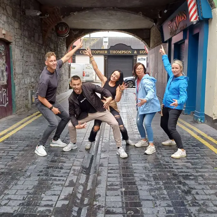 Pub explorers outside the pub