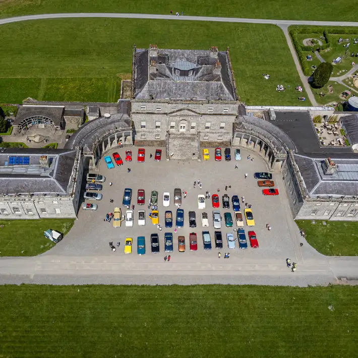 Aerial view of Russborough House and Park and its courtyard