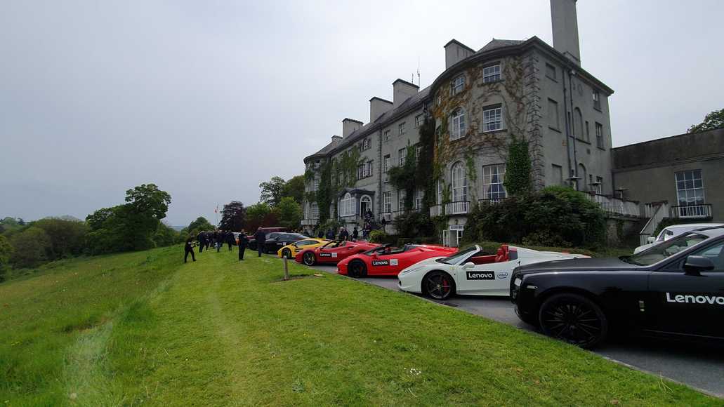 Team building experience at Mount Juliet Estate, Kilkenny with corporate groups and luxury supercars for a Dynamic Events treasure hunt challenge.