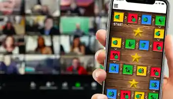 Remote team taking part in a Virtual Away Day team building event with an online challenge displayed on a smartphone.