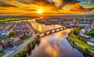 Limerick city skyline and River Shannon corporate team building location in Munster Ireland