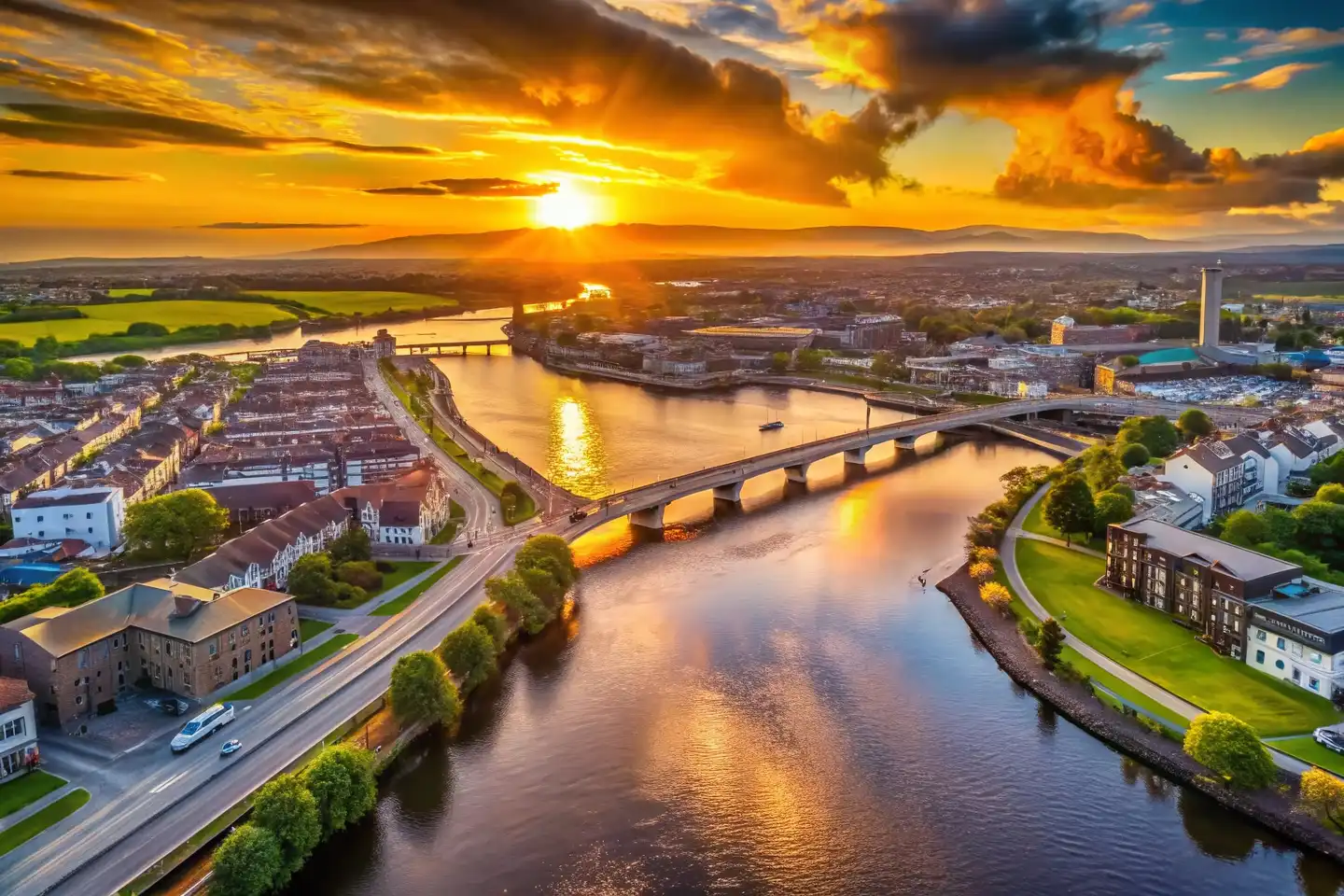 Limerick city skyline and River Shannon corporate team building location in Munster Ireland