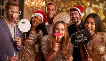 people wearing fun props at christmas party