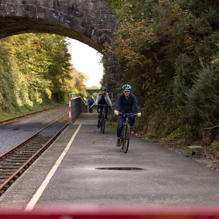 People riding bikes