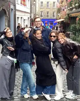 Salesforce graduates posing together in Temple Bar Dublin during onboarding Digital Treasure Hunt team building activity