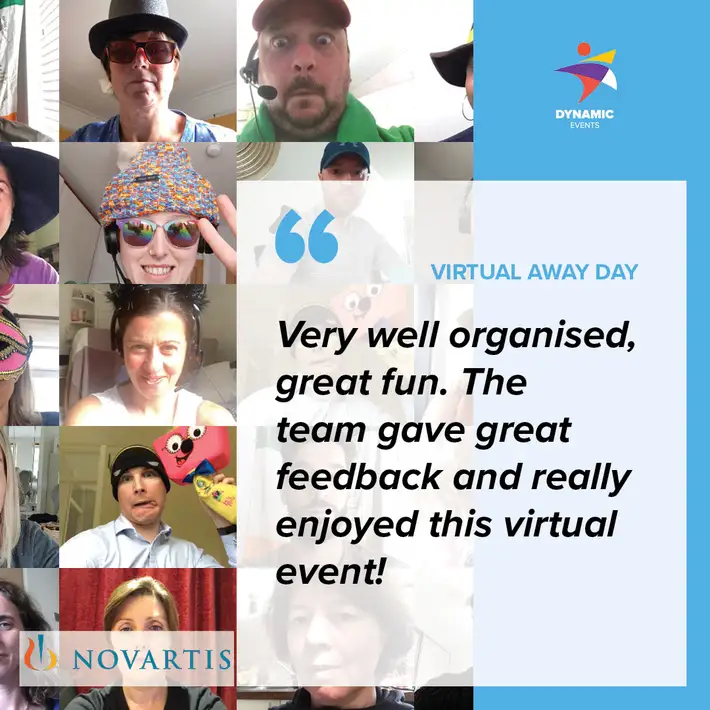 testimonial from novartis about online virtual away day team building