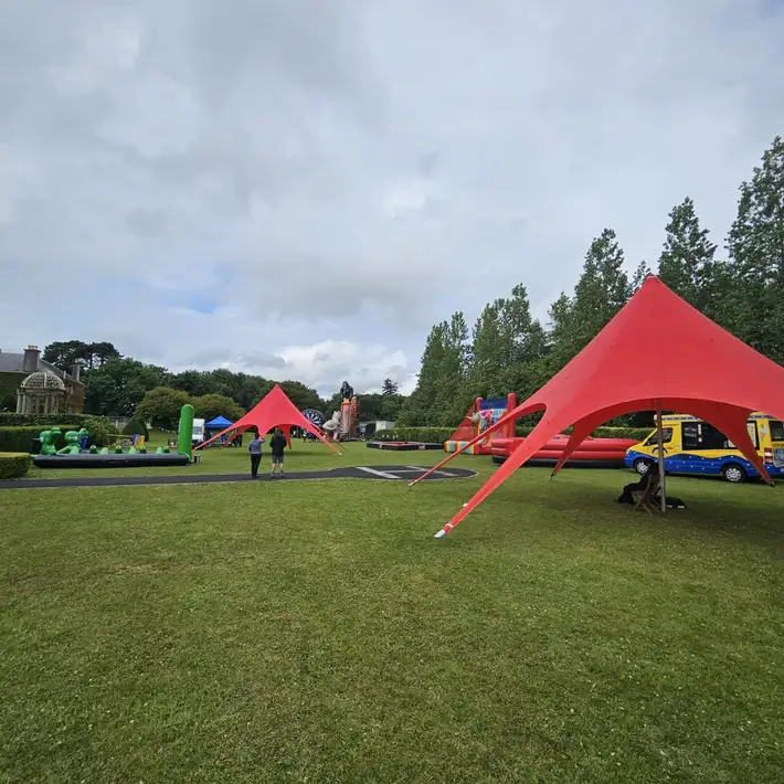 Murphy Day family setup with marquees for cover and inflatable