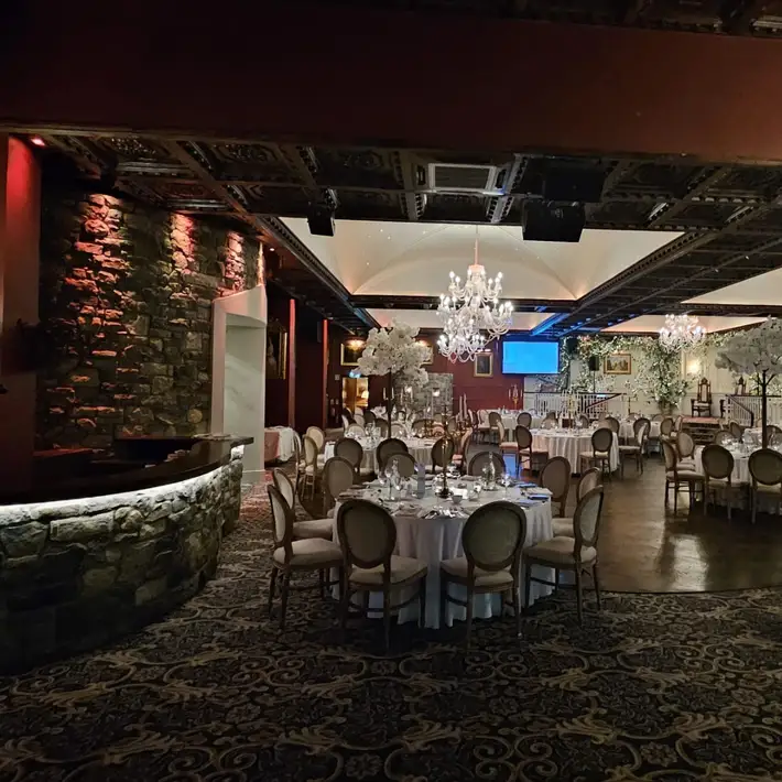 Elegant venue setup for the Manor House Murder corporate team building event in Ireland.