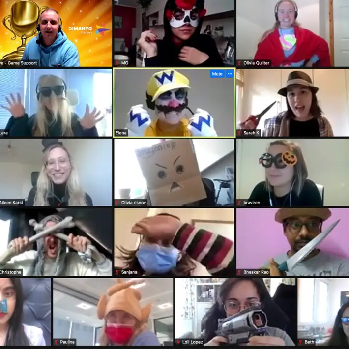 Halloween horrors group photo with costumes