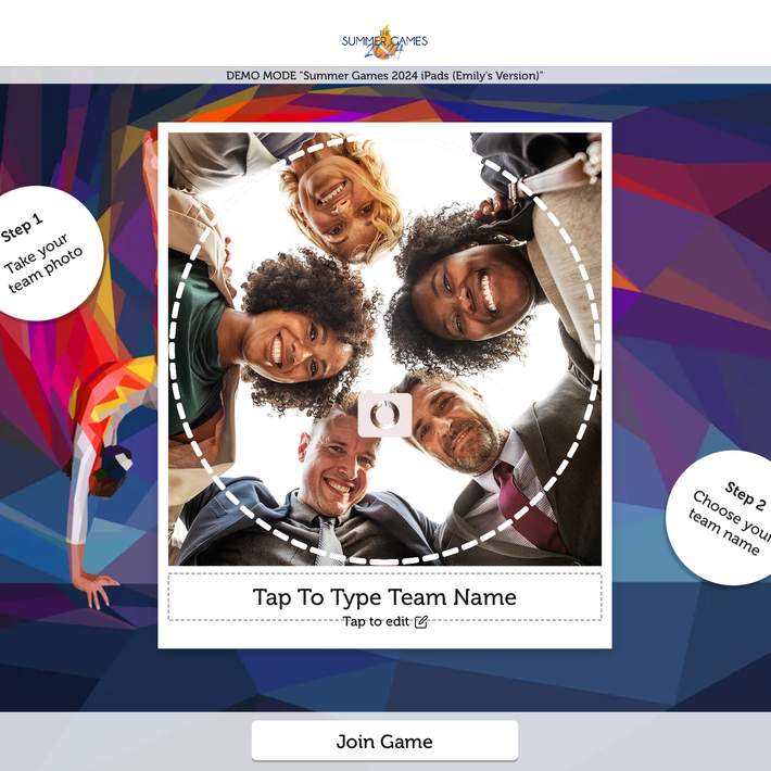 Summer games selfie screen