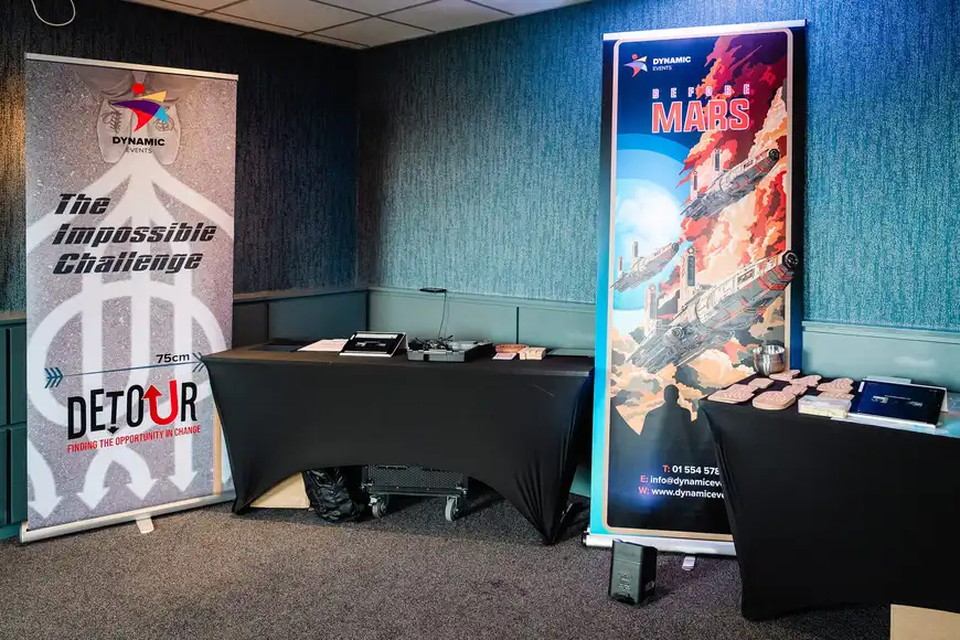 Detour and Before mars set up at our showcase in hotel room | Team Training Galway