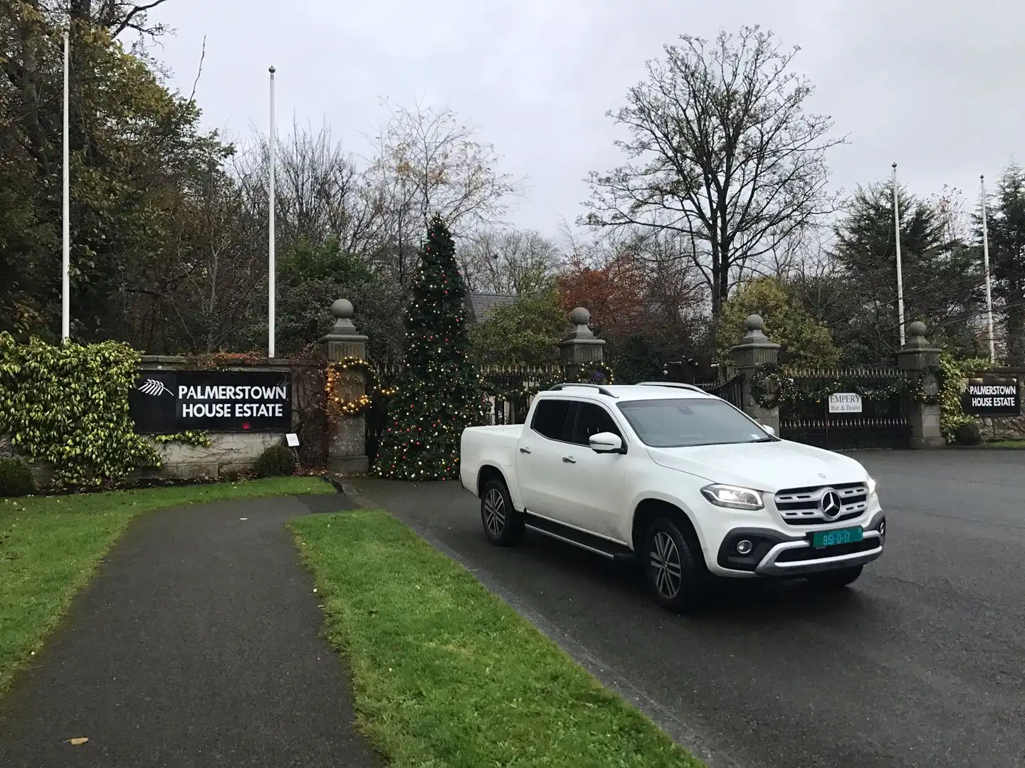 mercedes x class parked at entrance of palmerstown house estate