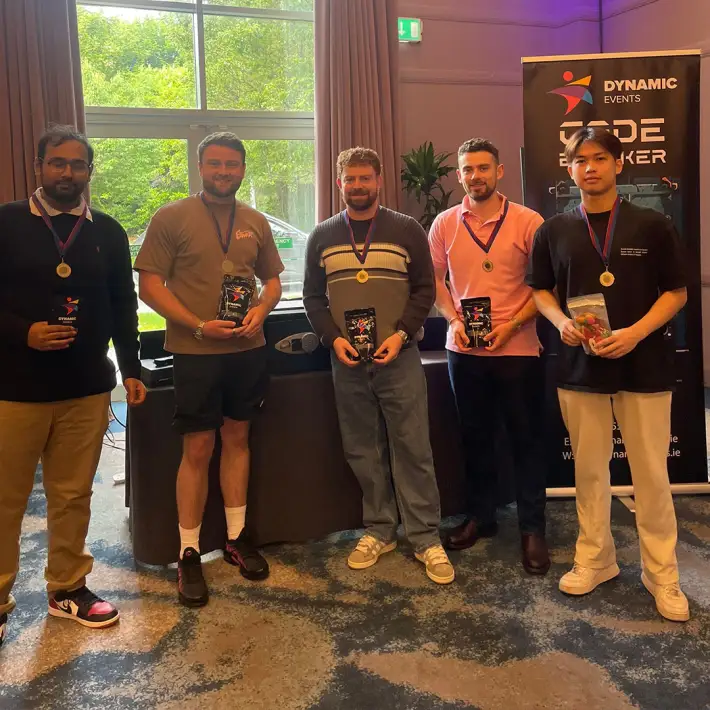 Winning team from the Sisk graduate programme Code Breaker team building event