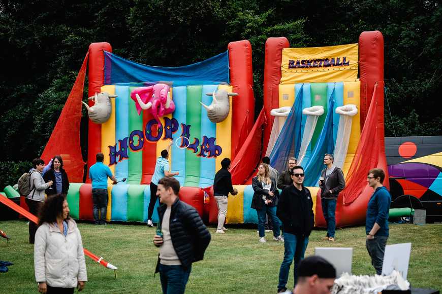 inflatable activities outdoor team building event in ireland