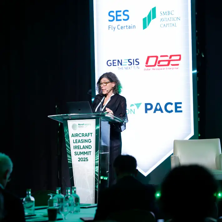 Jude Webber speaking up on stage at the ALI summit 