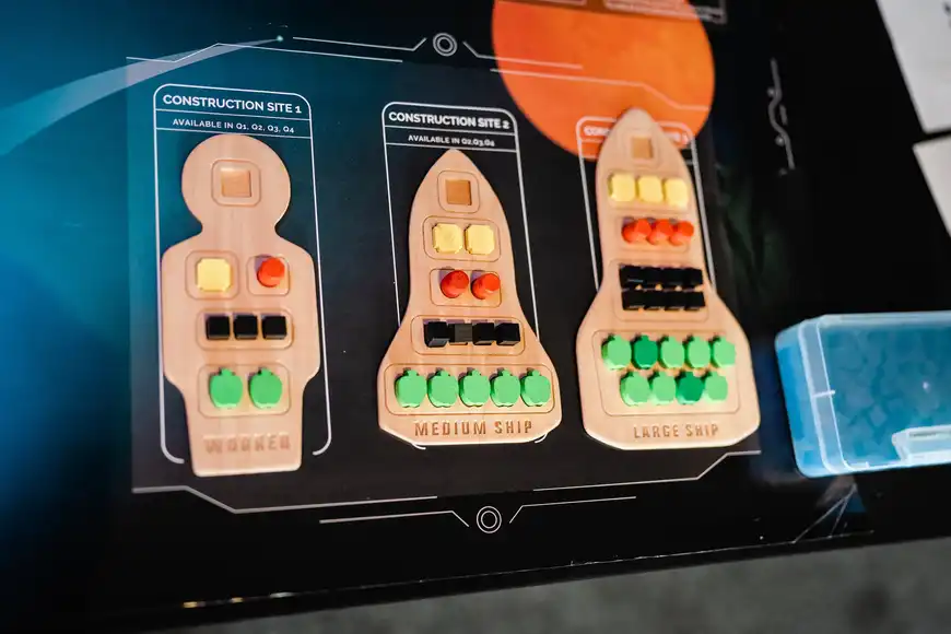 Before mars set up with puzzle pieces slotted into the wooden rockets | Team Training Galway
