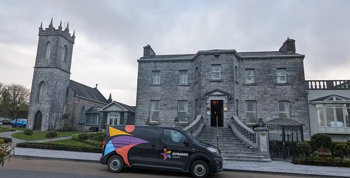 Dynamic Events Ireland van at Glenlo Abbey in Galway