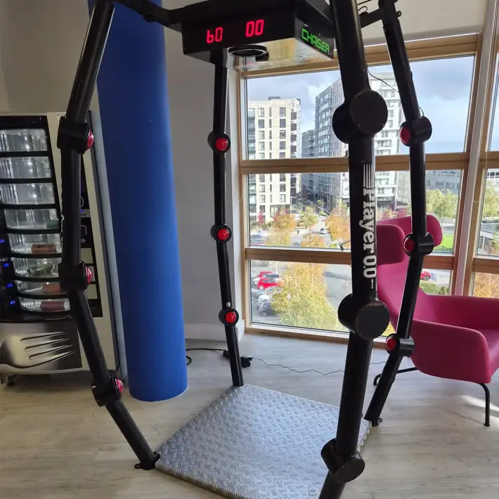The Chaser reaction speed game set up in the office for PrepayPower’s employee celebration