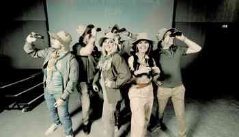 group dressed up as jungle explorers for spooky halloween team building activity