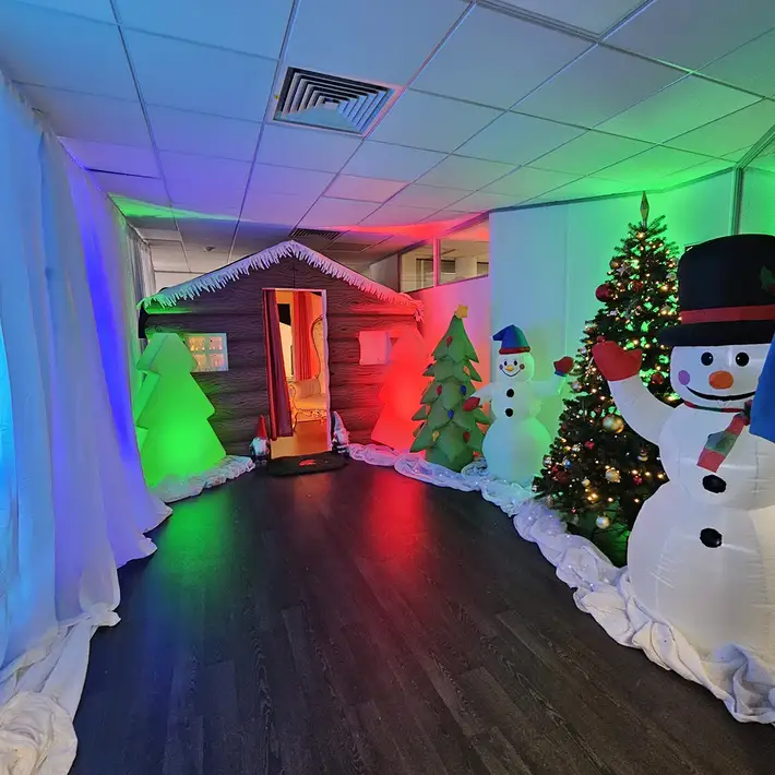 santa's grotto set up for corporate event