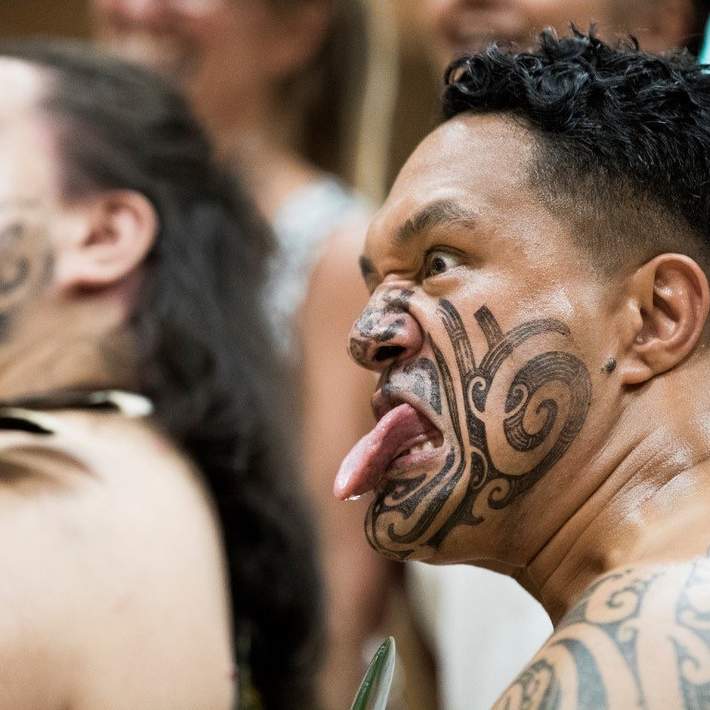Maori leaders performing the Haka