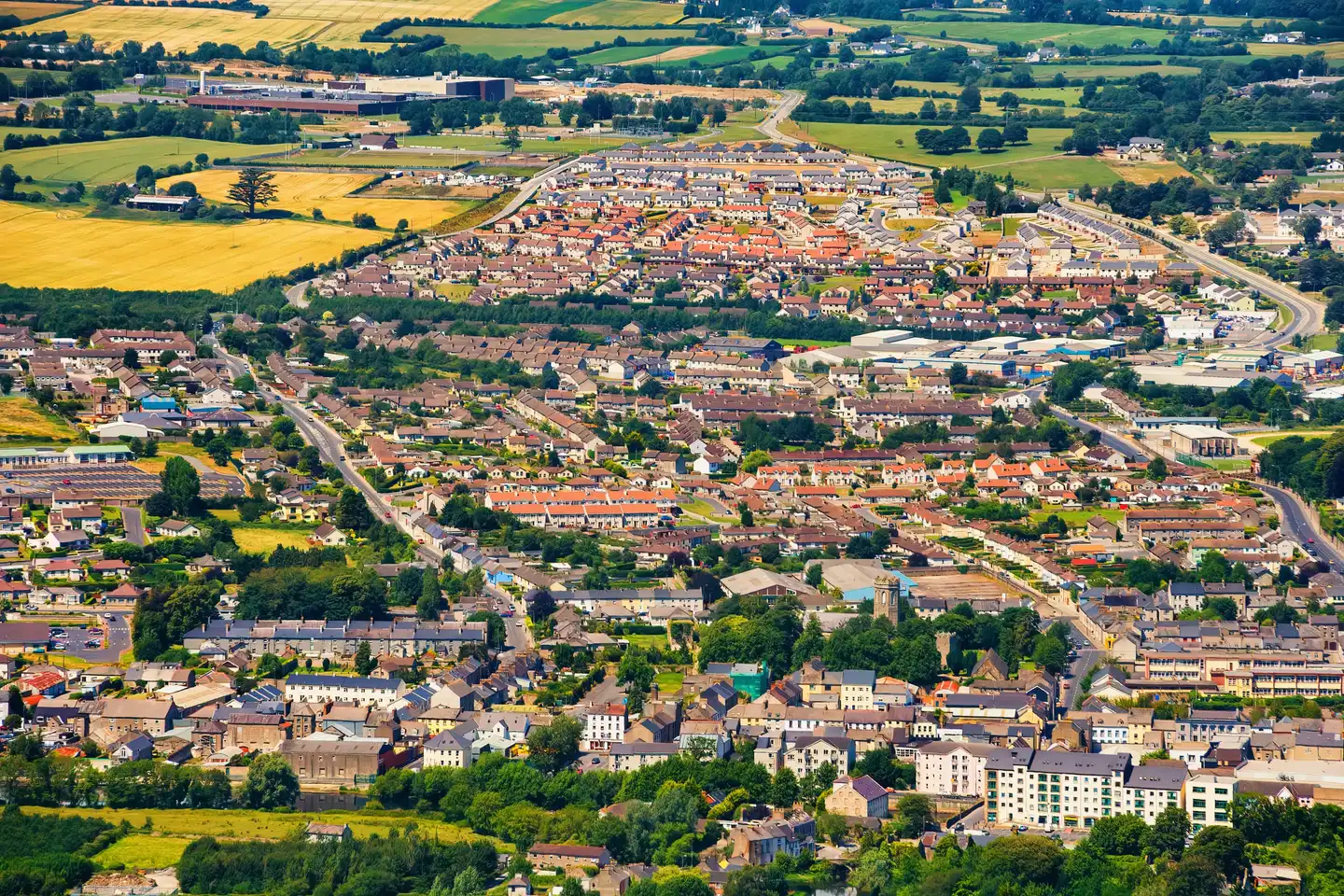 Aerial view of Clonmel town in Tipperary, ideal location for corporate team building events in Ireland