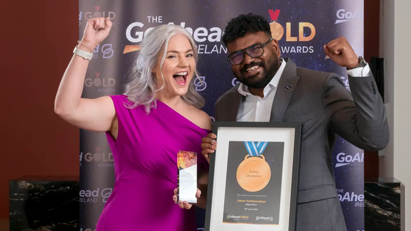 Go-Ahead Ireland employees celebrating at the Gold Awards corporate Awards Night and Gala Dinner in Dublin.