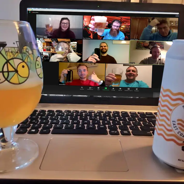 online beer tasting with colleagues on zoom
