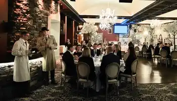 Corporate murder mystery team building in Ireland with live actor detective investigating staged crime scene