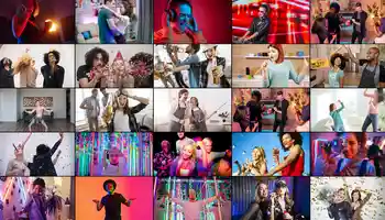 people dancing and partying online on video conference