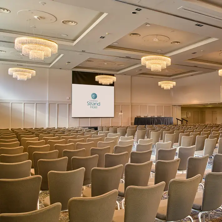Theatre-style conference room at the Strand Hotel Limerick for keynote speakers and large business audiences