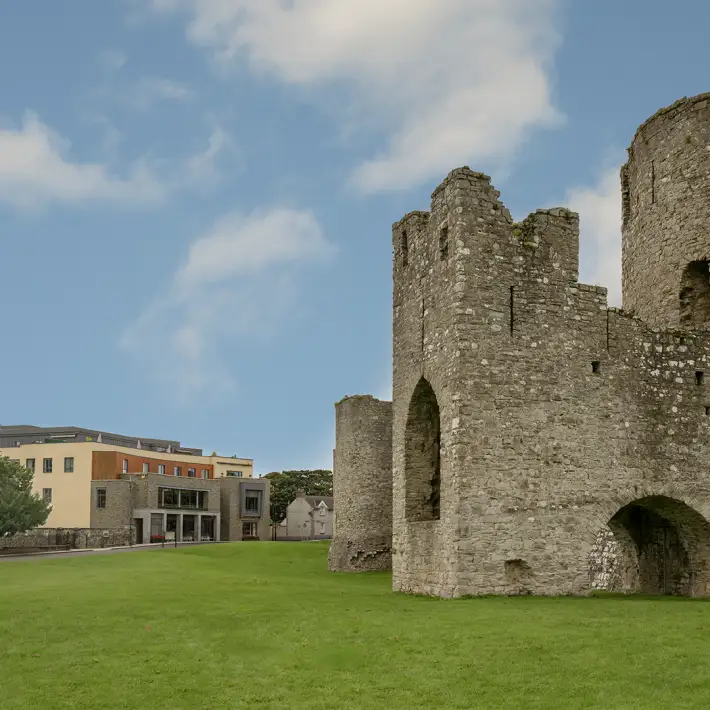 Trim Castle Hotel overlooking the historic Trim Castle grounds in County Meath