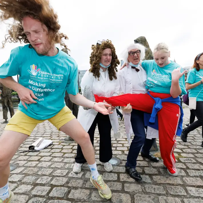 participants completing the air guitar challenge with the crazy challenge