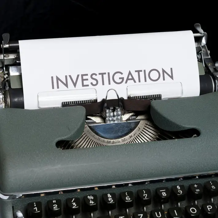 Investigation written on a type writer
