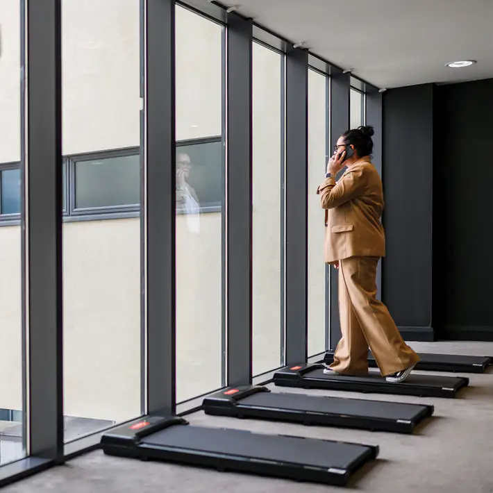 Modern wellness space at Shearwater Hotel with walking pads, suitable for corporate retreats and team wellbeing breaks