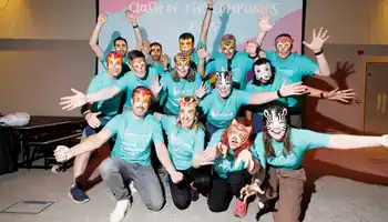 group doing halloween team building in ireland