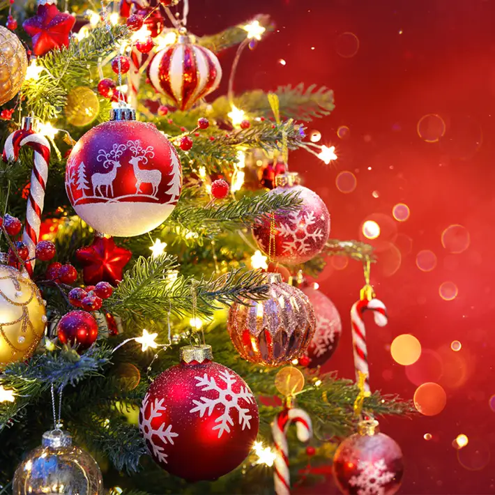 AI Cristma stree with sparkles and decorations