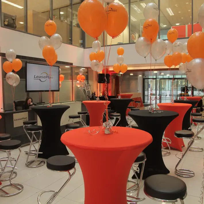 orange and white balloons