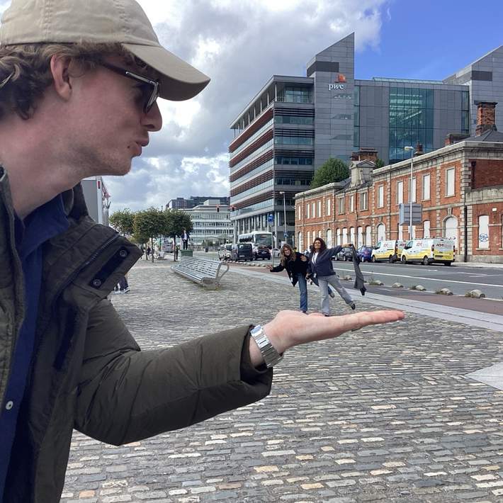 Salesforce graduates taking part in a Digital Treasure Hunt team building activity in Dublin’s Docklands