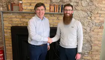 Richard Phelan and Niall O’Connor shaking hands as Dynamic Events announces new Managing Director in Dublin, Ireland