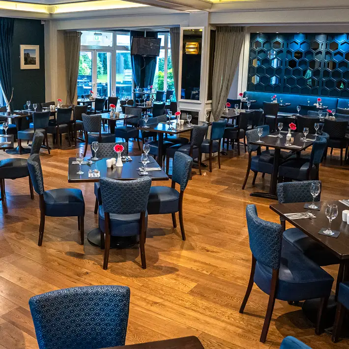 Elegant banquet-style dining setup at The Sandymount Hotel, ideal for corporate dinners, gala events, and business celebrations.