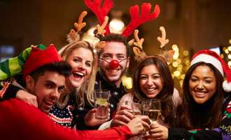 young happy group at christmas