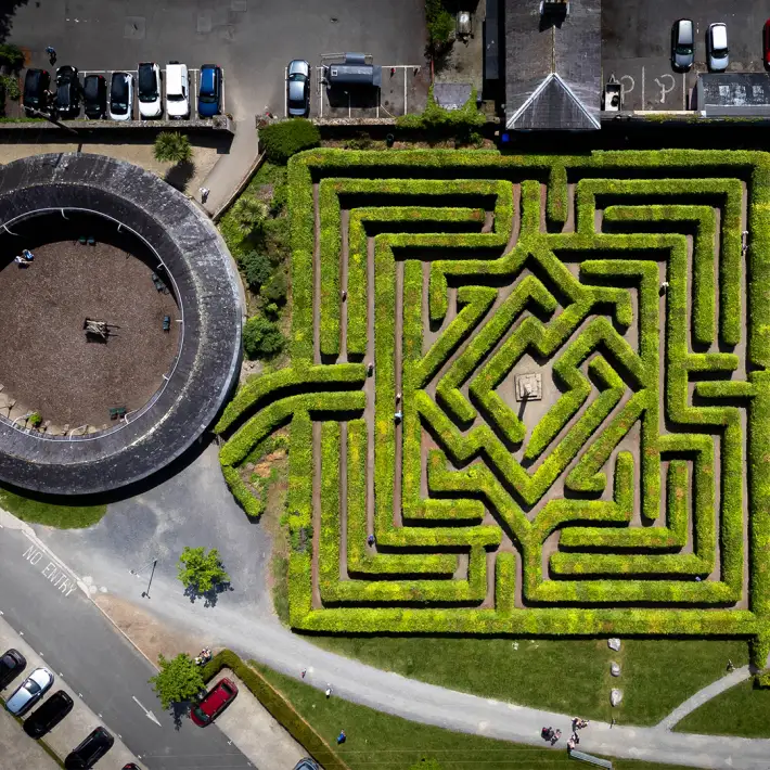 Aerial view of the hedge maze at Russborough House and Park