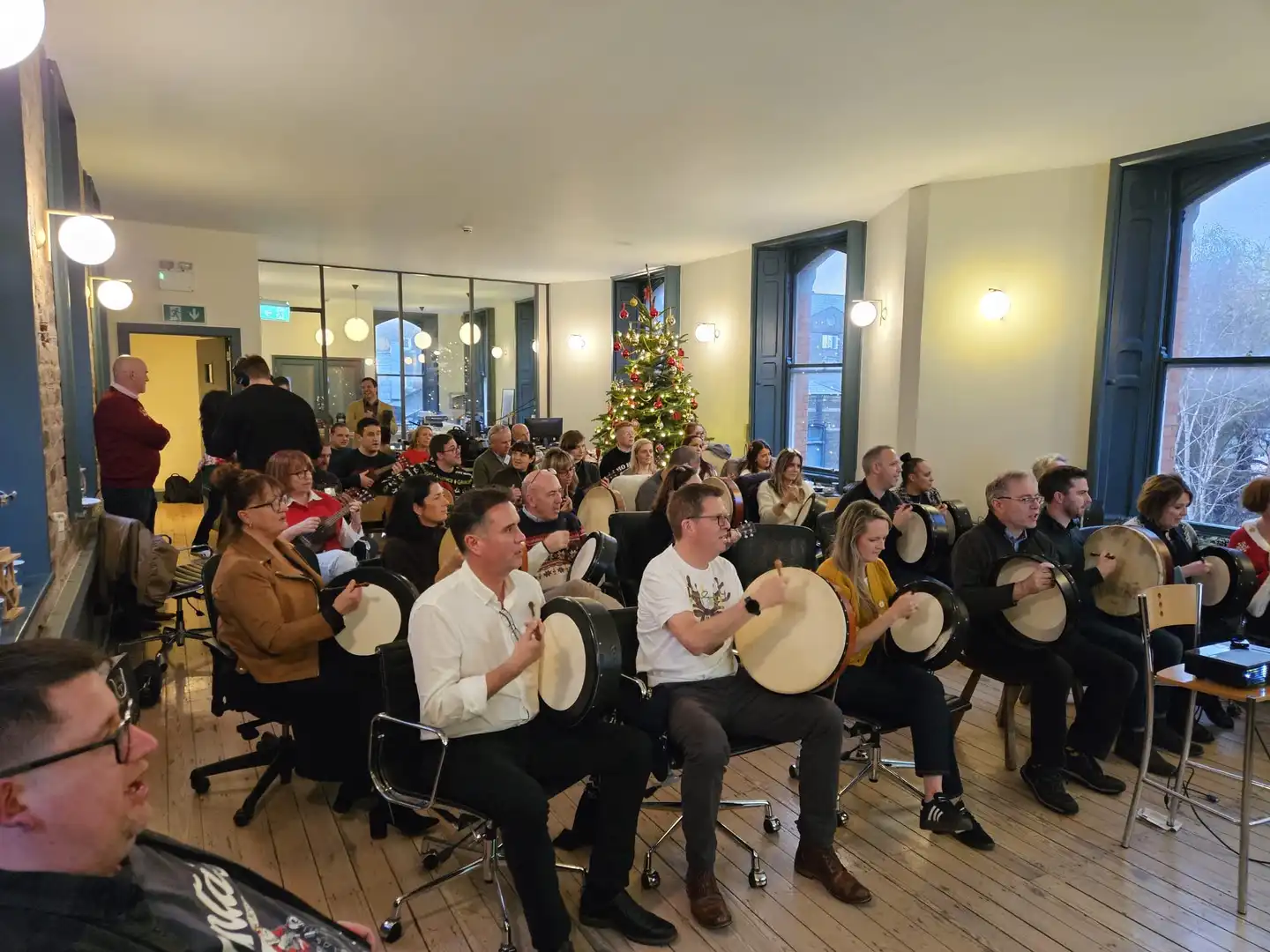 Vision Consulting playing Bodhráns