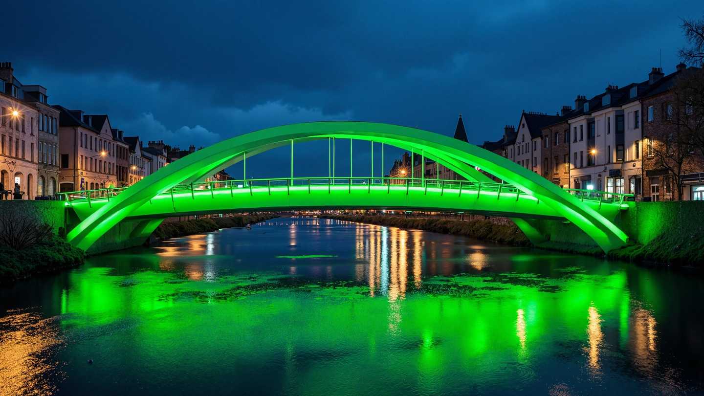 Waterford city bridge lit up, ideal location for corporate team building and staff parties