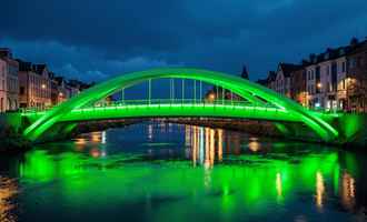 Waterford city bridge lit up, ideal location for corporate team building and staff parties