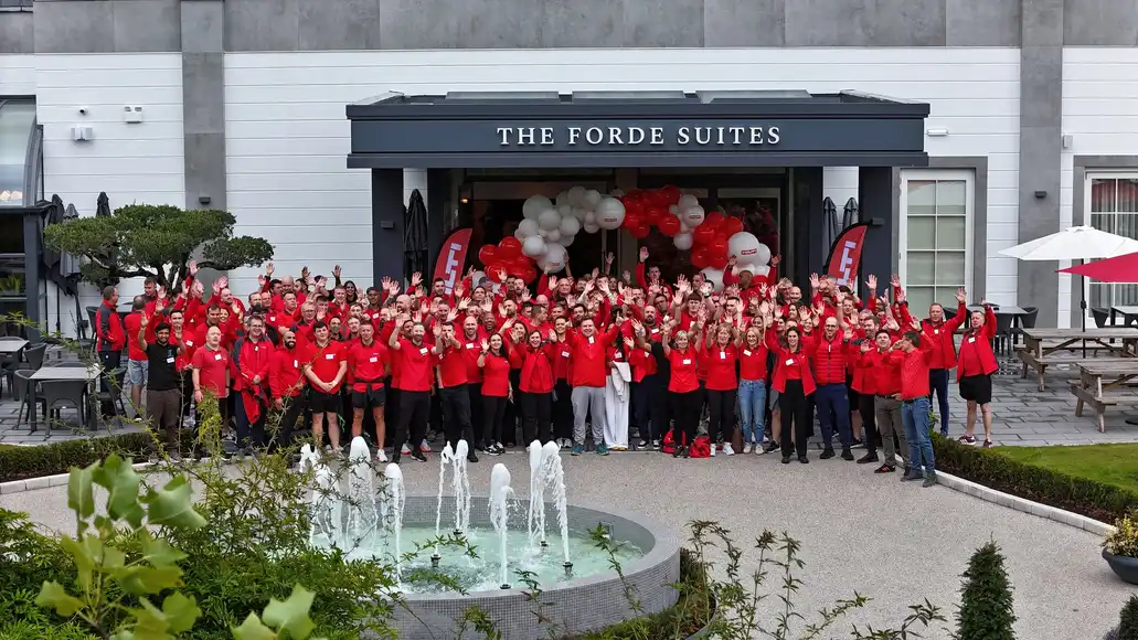 large outdoor group photo at team building activity ireland