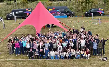 happy large group team building outdoors in ireland
