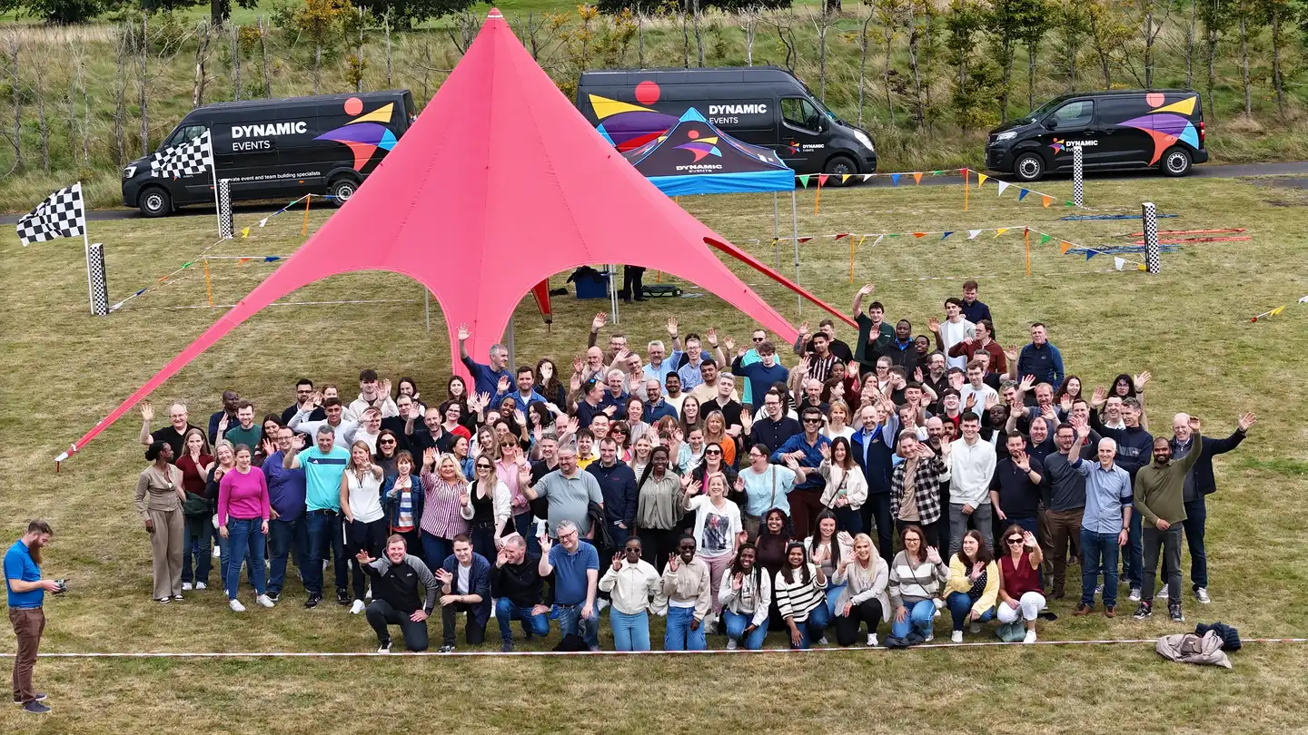 happy large group team building outdoors in ireland